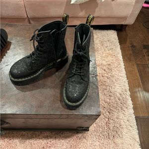 Doc martins black sparkling  boots.